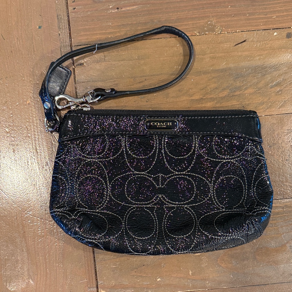 Coach Black Shiny Wristlet